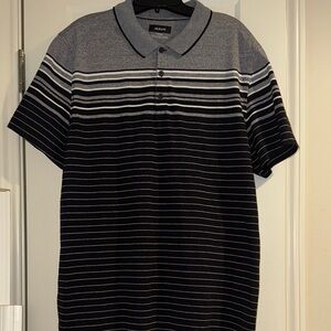 Alfani Men's Polo Shirt - Black and Gray Stripes